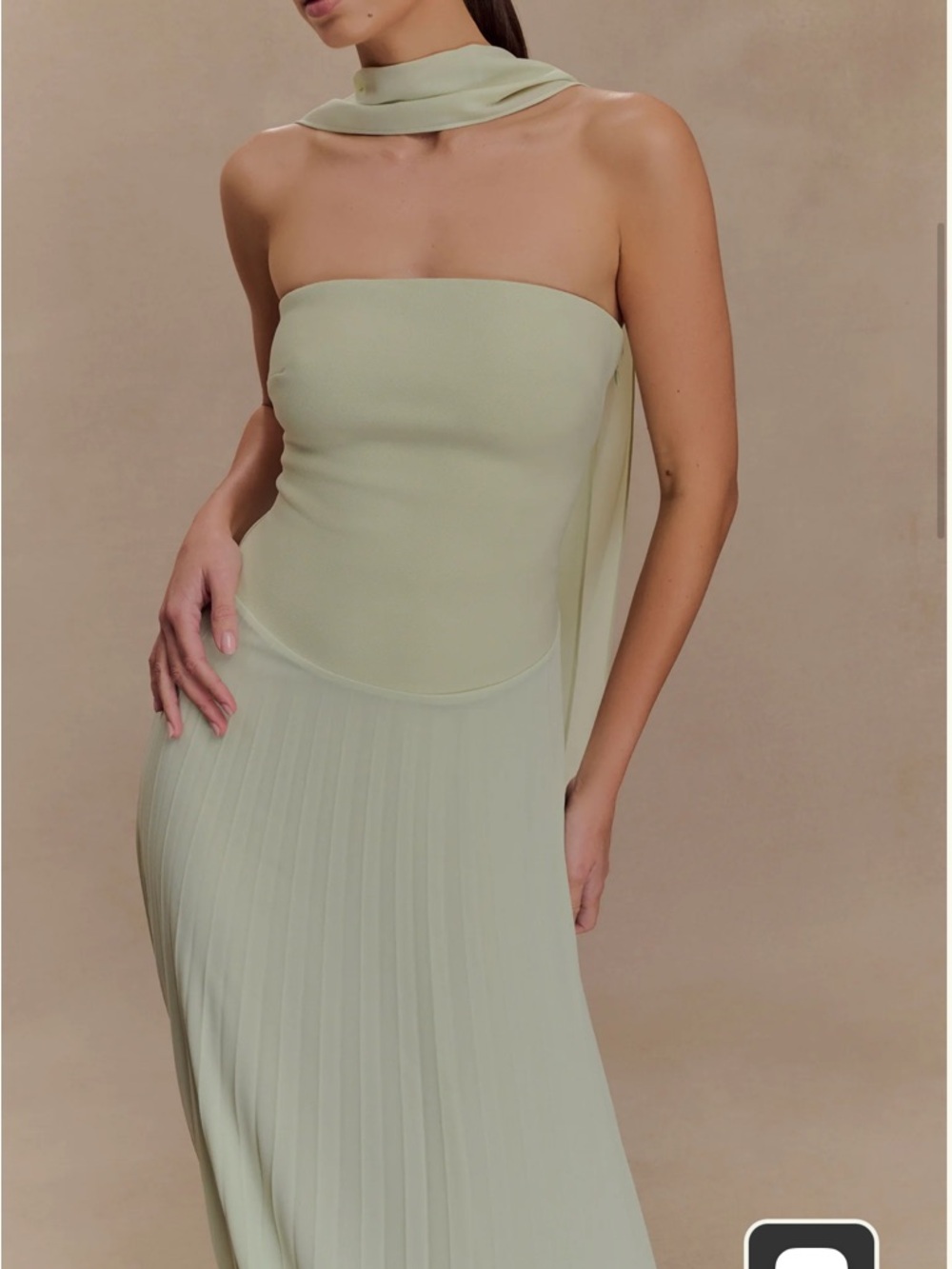 Meshki Strapless Pleated Maxi Dress in Sage - Picture 3 of 5